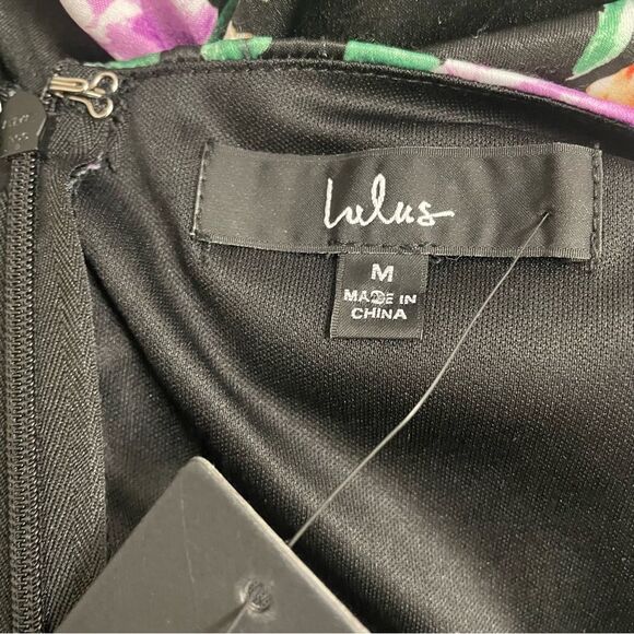 NWT Lulus Keepin' It Chic Black Floral Satin One-Shoulder Midi Dress Size Medium - Picture 12 of 14